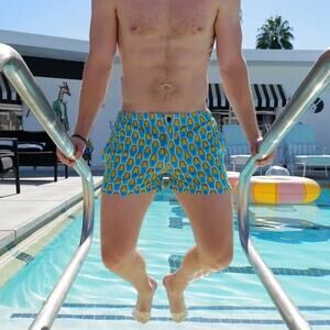 Mod Swim Shorts Men’s Size XL Green Blue Graphic Print 4.5” Inseam